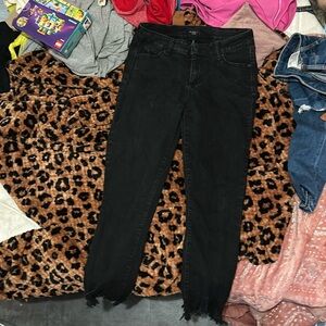 super cute, black jeans with fringe on bottom !!